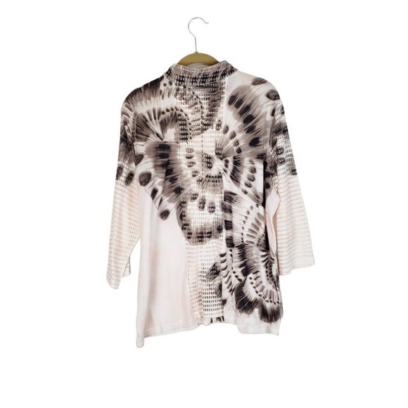 Chicos Zenergy Victoria Jacket Butterfly Pink Metallic Mesh est Size Large - Picture 2 of 10